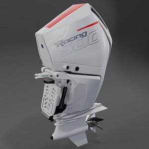 3D MERCURY RACING V8 500R White Outboard PBR model 3D model
