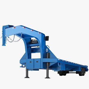 3D Gooseneck Pickup Truck Trailer 06