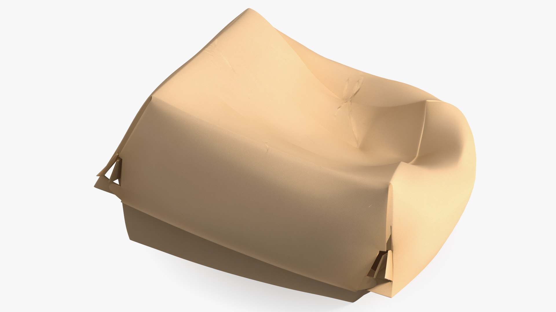 Crumpled Burger Box Brown Paper 3D model preview