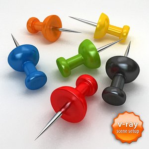 3d model pushpin push