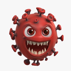 3D model covid-19 coronavirus cartoon character