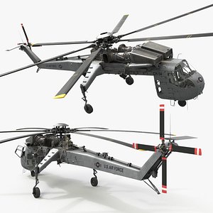 Sikorsky CH-54 Tarhe Helicopter Rigged for Cinema 4D 3D model
