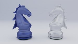 3D Knight Frosted Glass Pieces of Chess