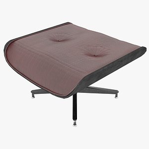 3D Eames Ottoman Red Leather Black Mahogany Details model