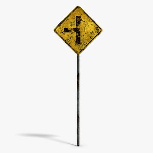 3D model Damaged Crossing Sign