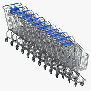 metal shopping carts 01 3D