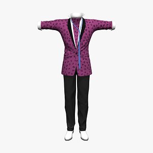 Men Colourful Retro Suit Jacket Pants Shoes 3D model