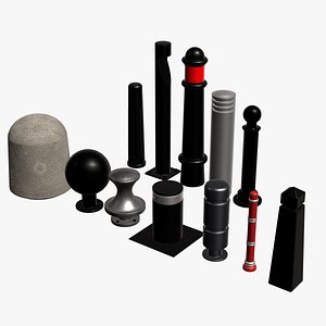 3D Urban Street Bollards 3D Model Pack