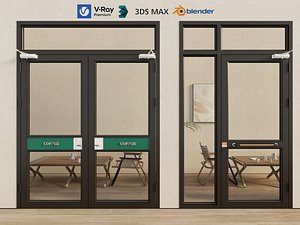 3D model store glass door