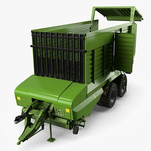 3D Silage Forage Wagon with Pickup Reel Green Rigged