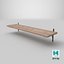 3D Wooden Shelf with Wrought Iron Supports model
