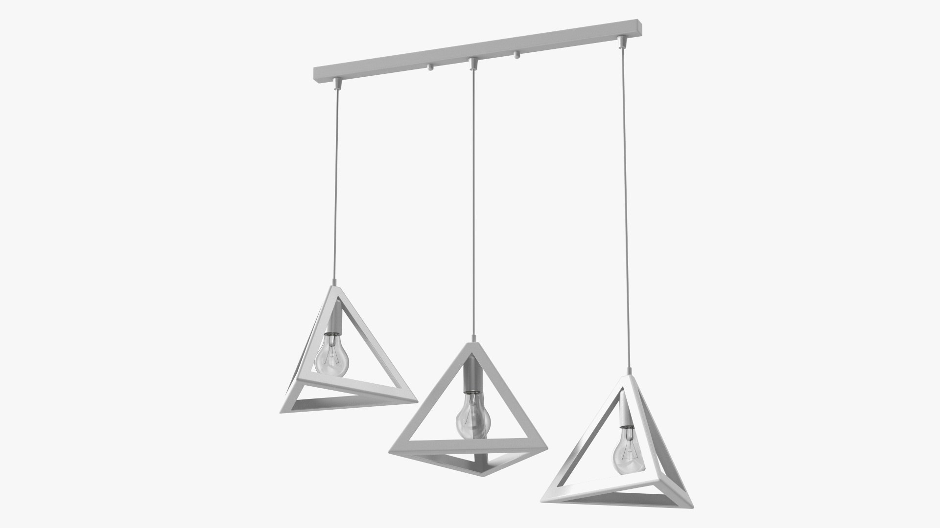 Hanging 3-Lights Cluster White 3D model preview