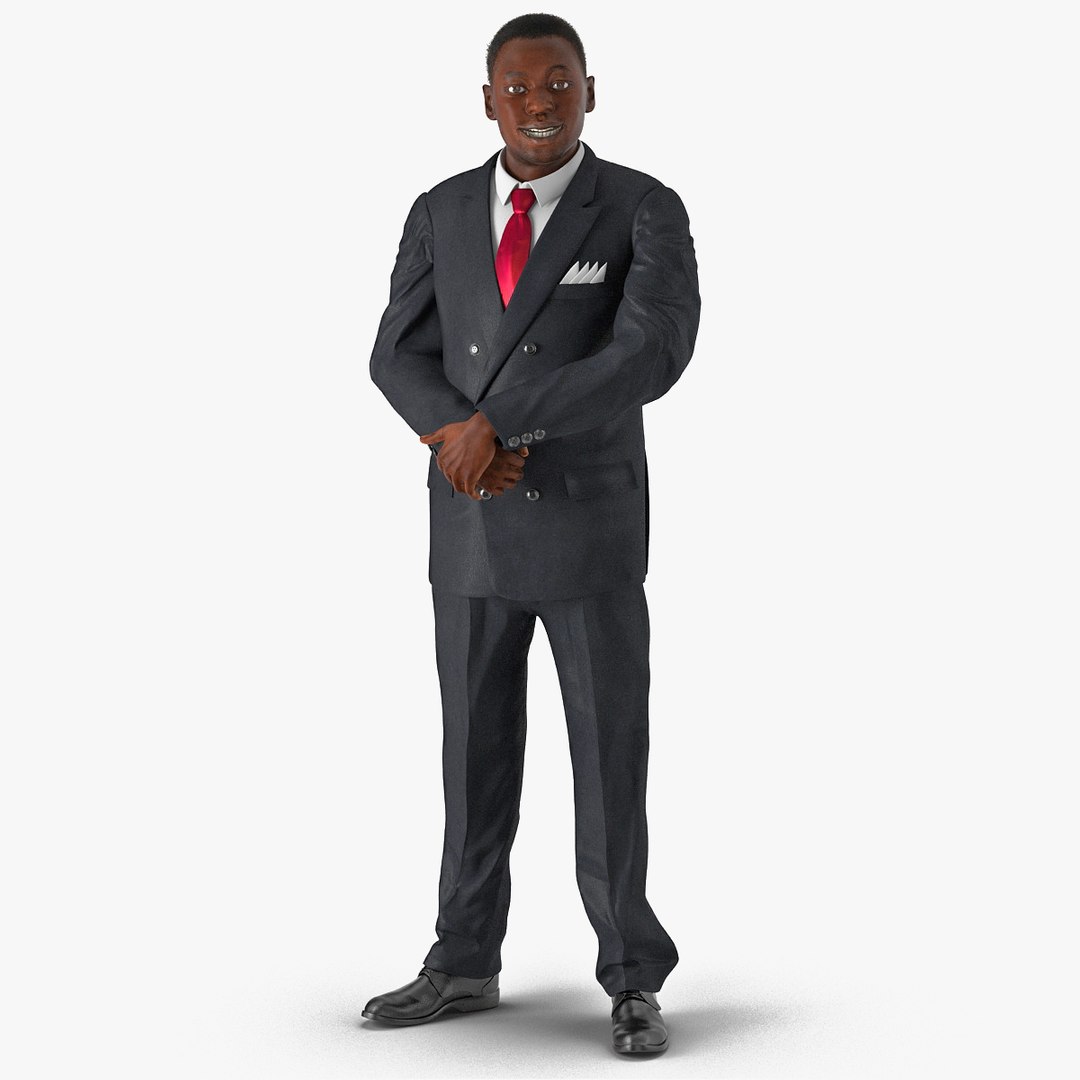African American Black Businessman with Hair Rigged 3D Model preview