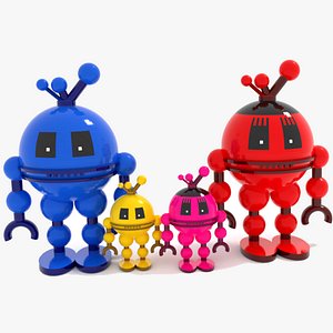 Toy Robot Family 3D Model 3D model