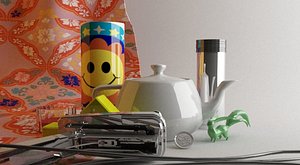 Cup metal teapot render