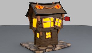 3D model cartoon horror house shaded