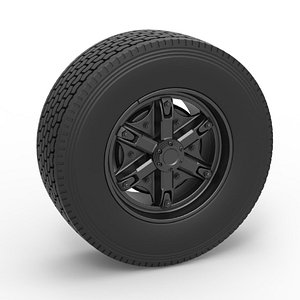 3D Diecast front float 6 spoke wheel of old school truck Scale 1 to 25