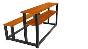 classroom bench 3D model