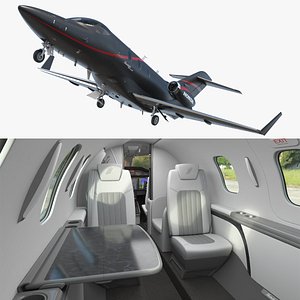 3D model HondaJet Elite II Business Jet Black Red