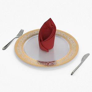 Elegant Table Setting with Folded Napkin Red