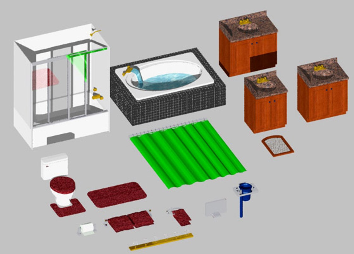 bathroom curtain tub 3d model