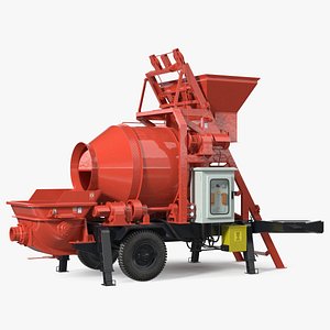 Electric Concrete Mixer Pump JBT40 Rigged 3D model