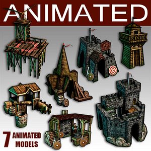 medieval buildings construction 3d model