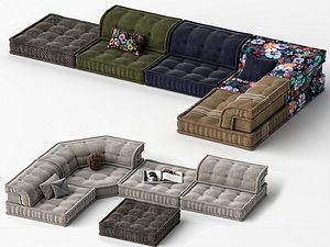 Modular Sectional Fabric Sofa 3D Asset Pack
