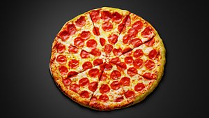 3D Italian Style Pepperoni Pizza model