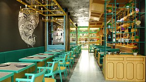 cafe restaurant interior 3D model