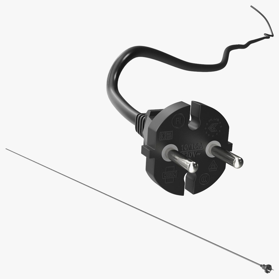 3D model Type E Electric Plug Black Rigged for Cinema 4D TurboSquid
