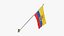 3D Ecuador Cloth Flag Wall Mount Animated Loop model