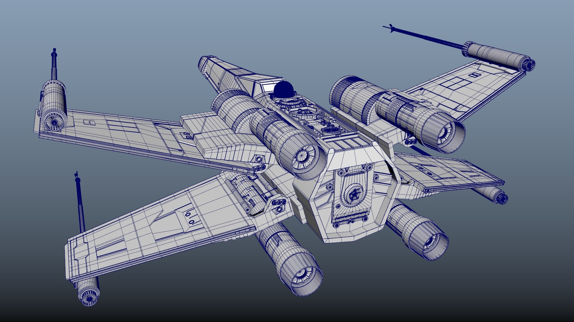3D model T-65 X-Wing With R2D2 - Game Ready - TurboSquid 2053012