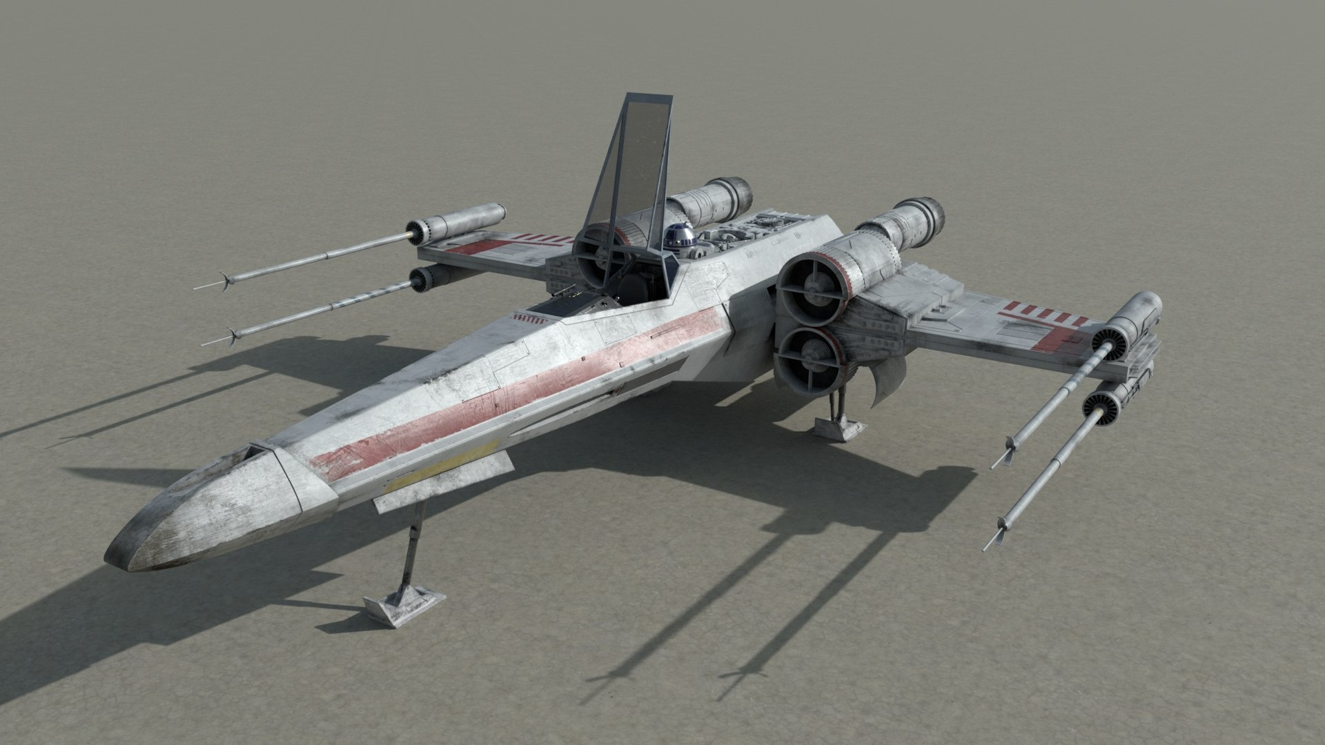 3D model T-65 X-Wing With R2D2 - Game Ready - TurboSquid 2053012