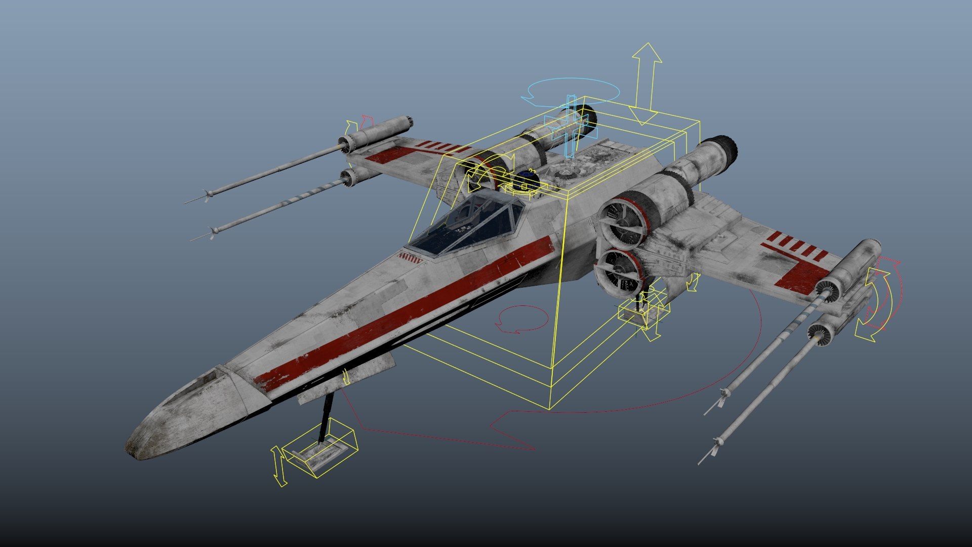 3D model T65 XWing With R2D2 Game Ready TurboSquid 2053012