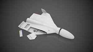 3D crashed Shahed-136 kamikaze drone after its fall Low-poly 3D model