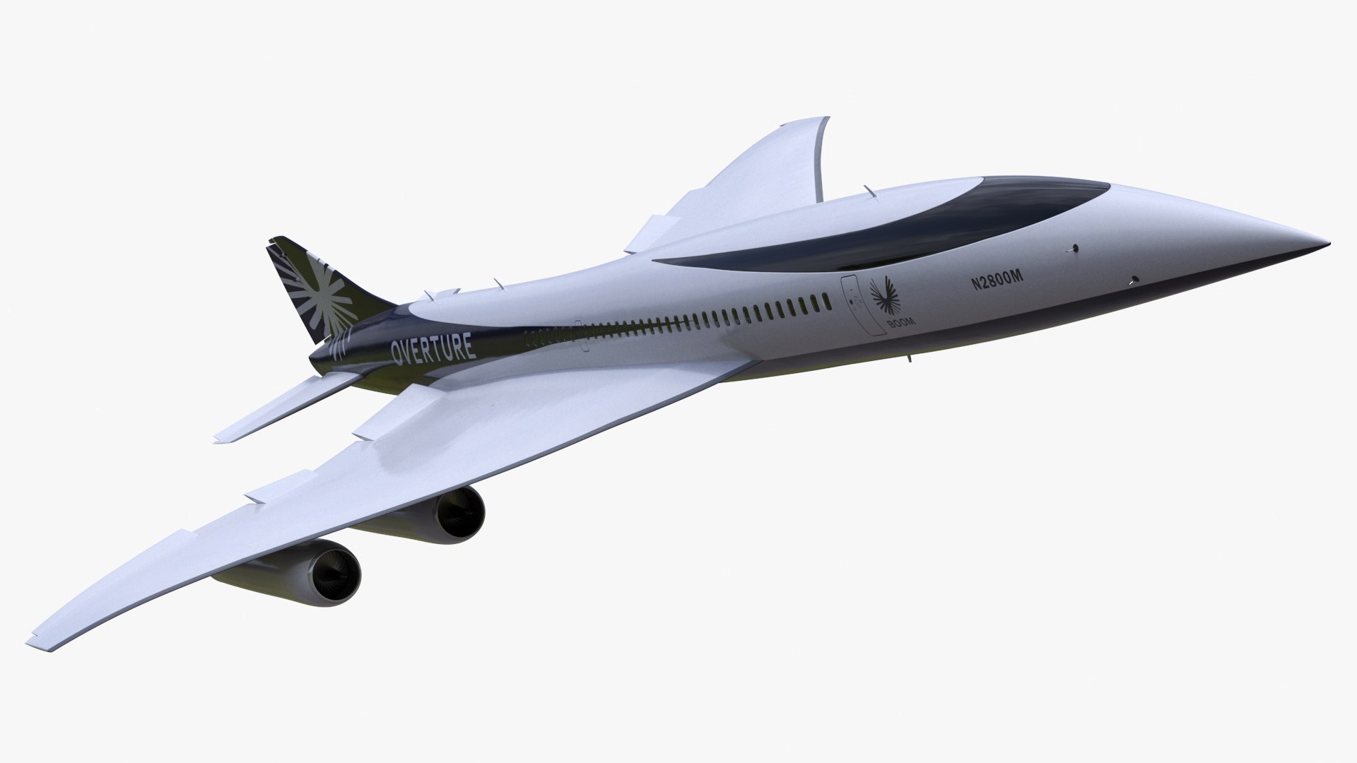 Overture Supersonic Jet Aircraft Rigged 3D model preview