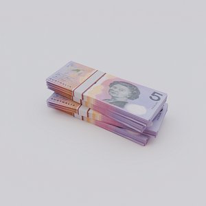 3D Five Australian dollar Currency model