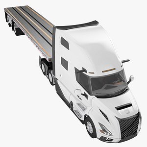 Semi Truck Generic Flat Trailer 01 3D