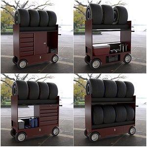 3D TireRackCartPack 4 in 1 model