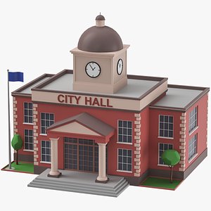 3D Low Poly Cartoon City Hall