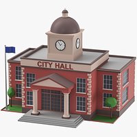 Low Poly Cartoon City Hall
