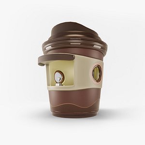 Low Poly Market Stall Kiosk coffee cup