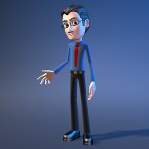 cartoon office character rigged model