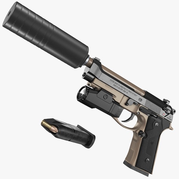 3D Beretta M9A3 FDE Black with Silencer model