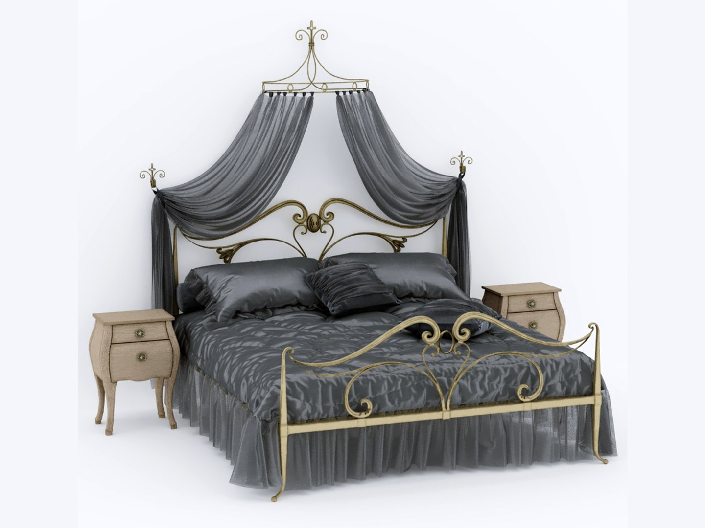 3D Art Nouveau Style Bed Model TurboSquid 1440141