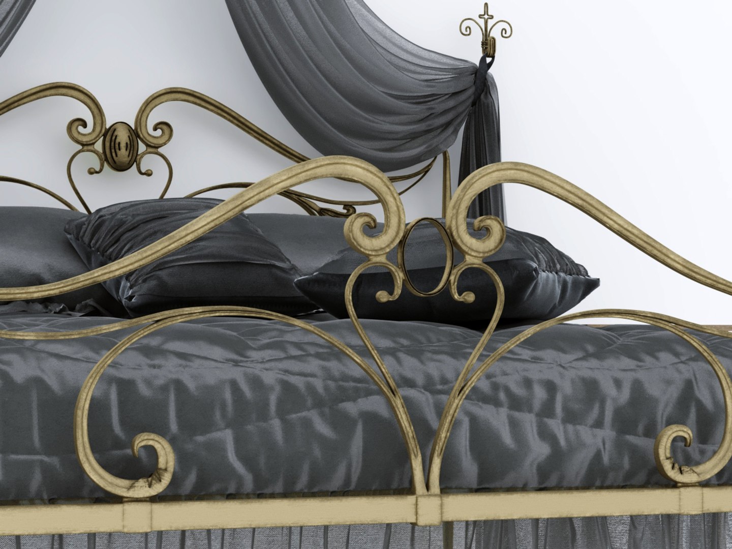 3D Art Nouveau Style Bed Model TurboSquid 1440141