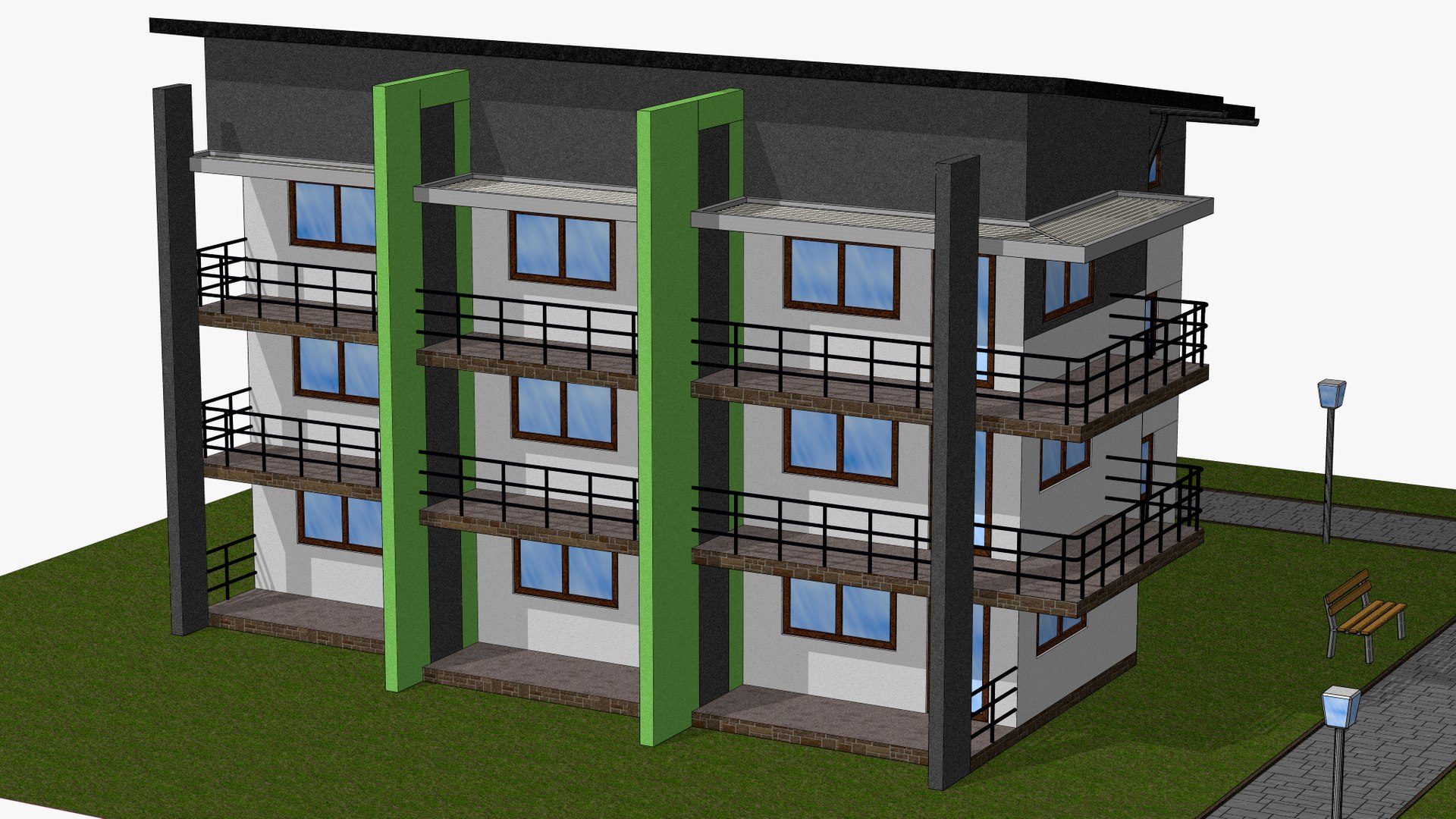 House 176 low poly modern apartment building model - TurboSquid 2073888