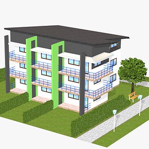 house 176 low poly modern apartment building model