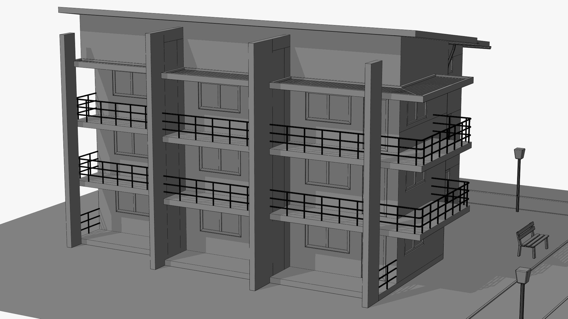 House 176 low poly modern apartment building model - TurboSquid 2073888